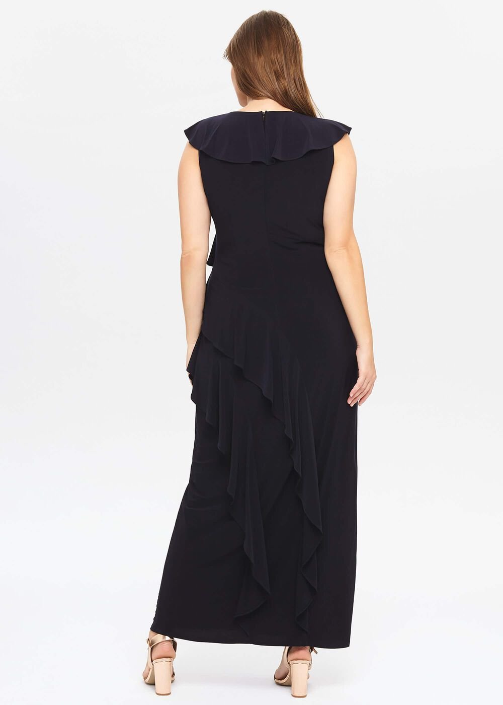 Lida Ruffle Maxi Dress - Navy
