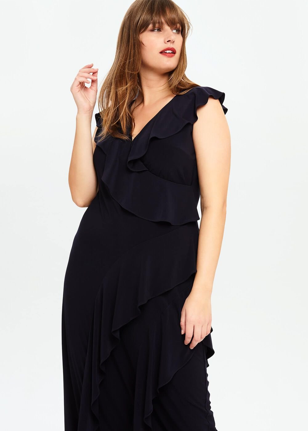 Lida Ruffle Maxi Dress - Navy