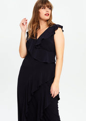 Lida Ruffle Maxi Dress - Navy