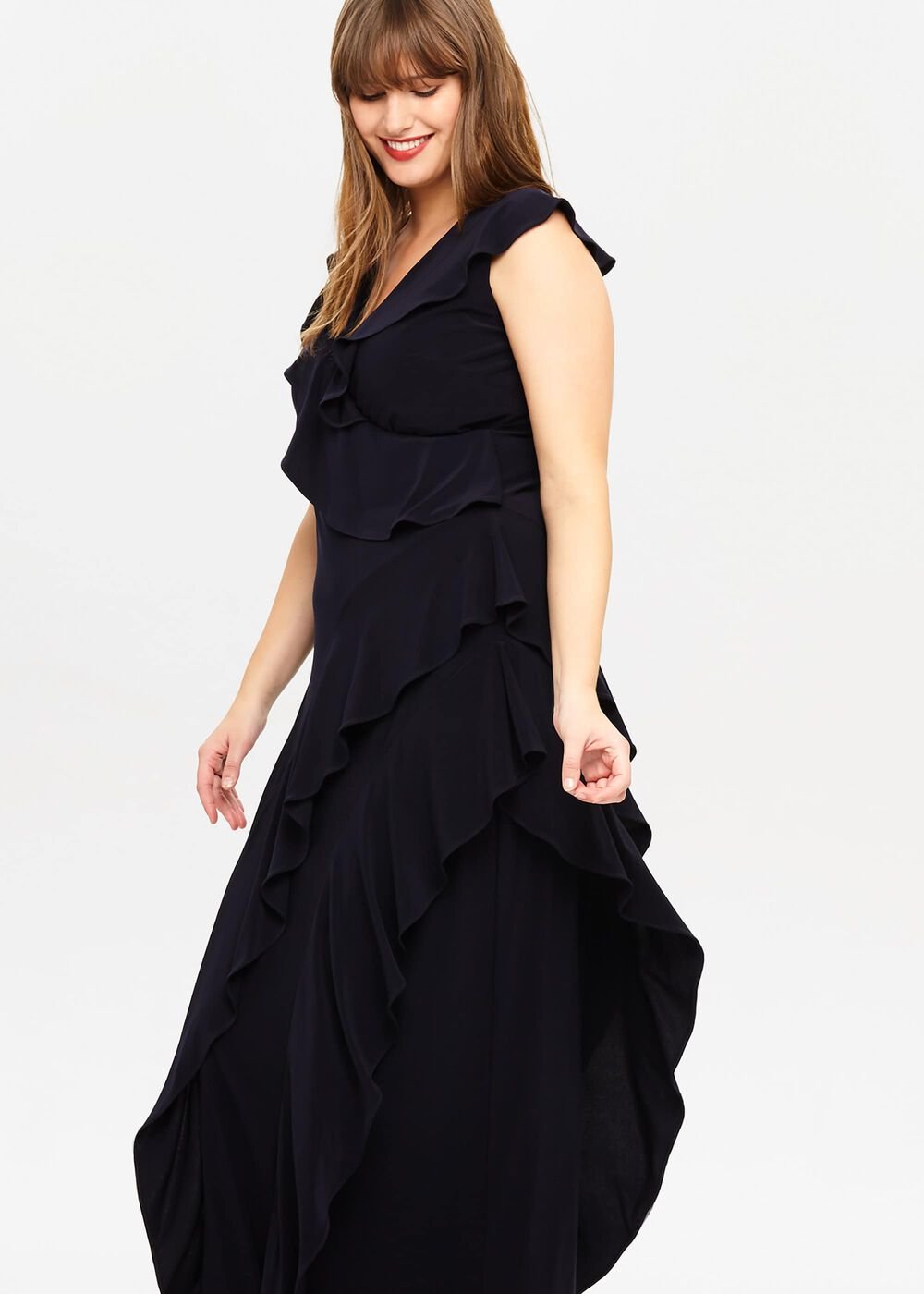 Lida Ruffle Maxi Dress - Navy