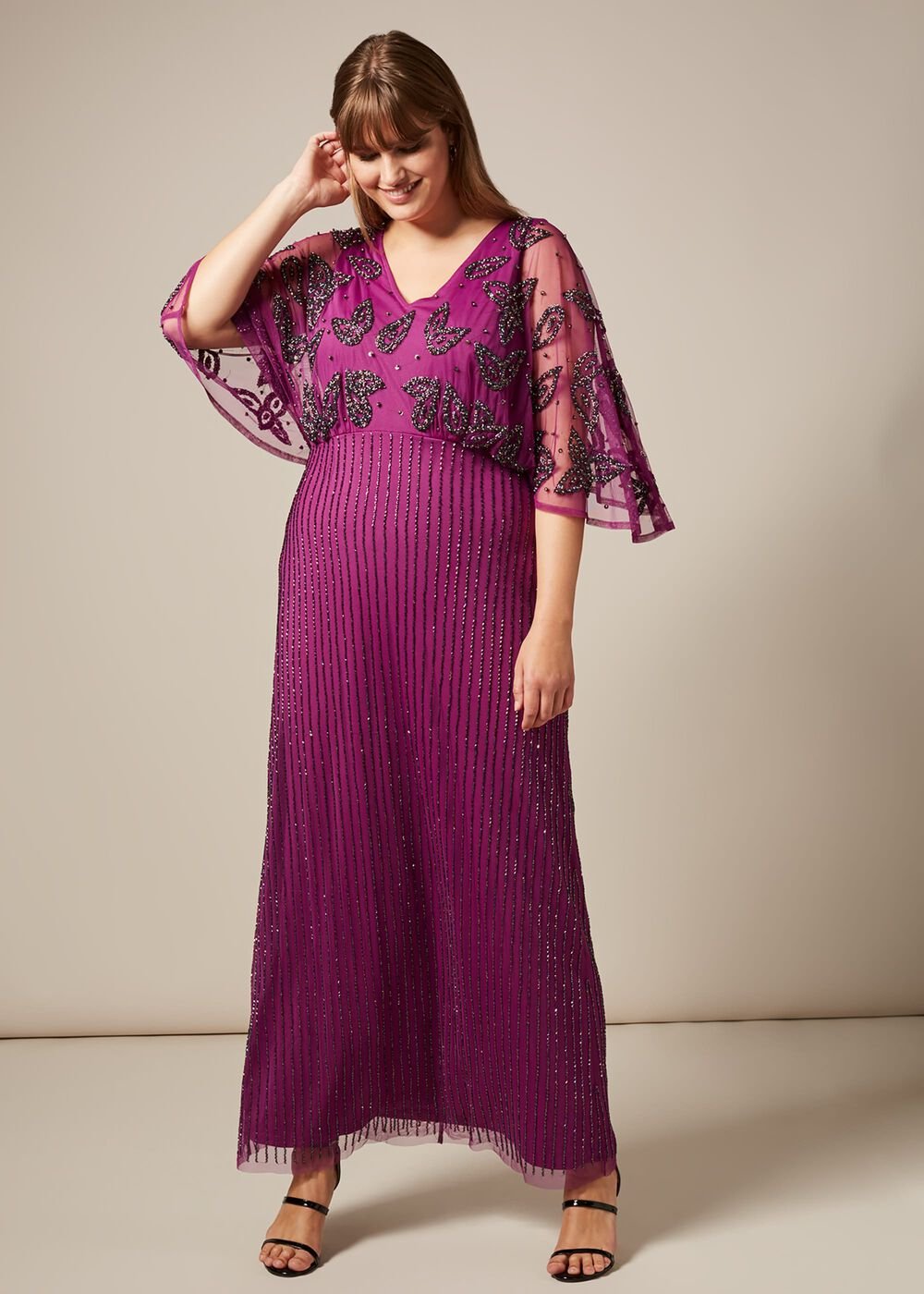 Selene Beaded Maxi Dress - Magenta
