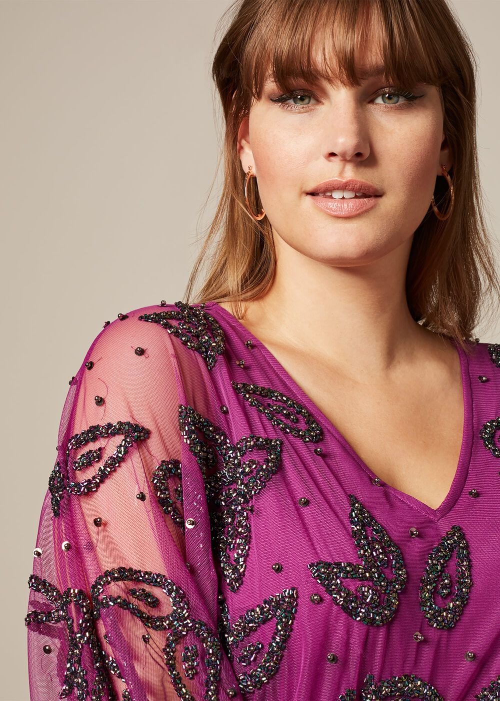 Selene Beaded Maxi Dress - Magenta