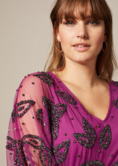 Selene Beaded Maxi Dress - Magenta