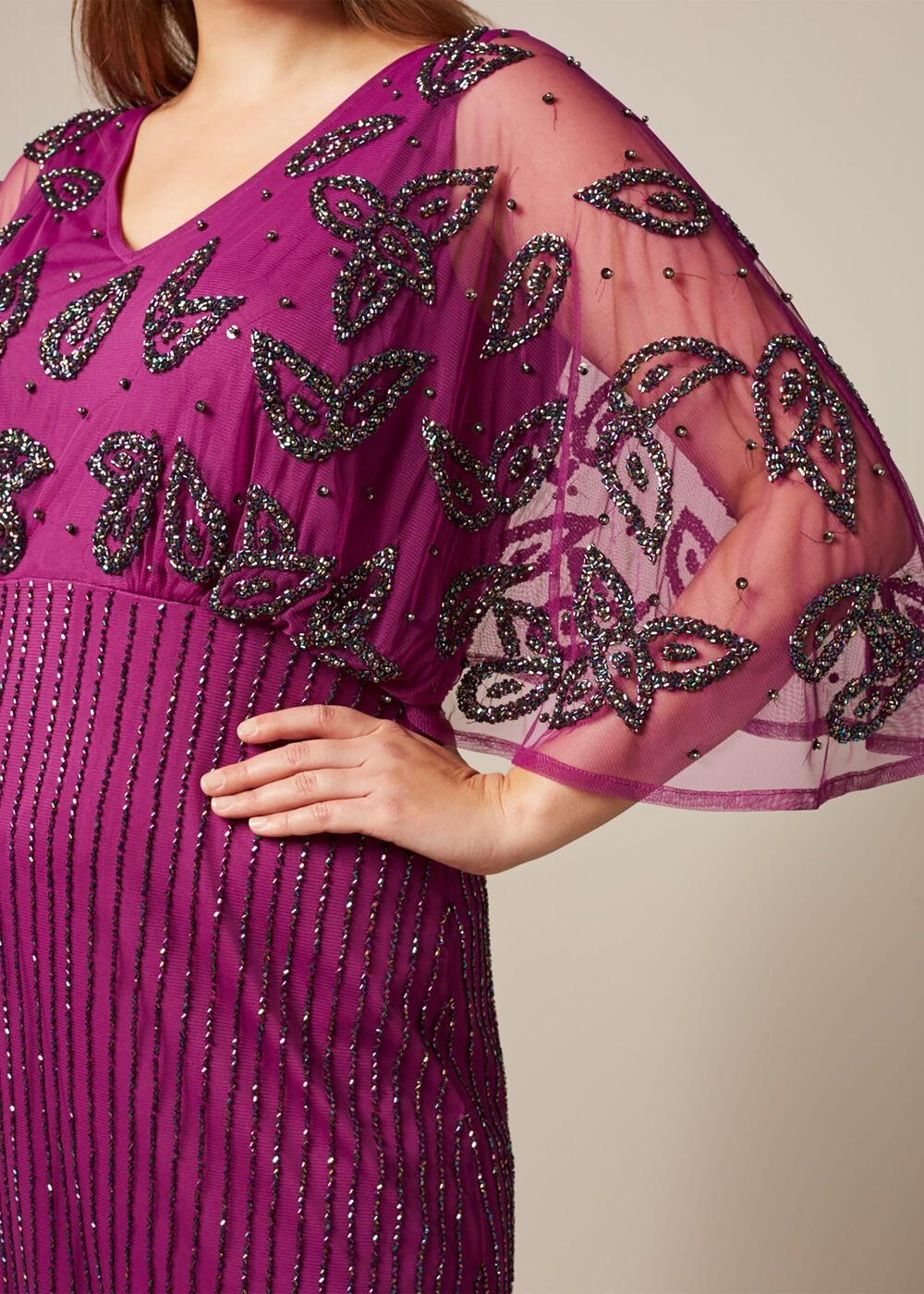 Selene Beaded Maxi Dress - Magenta