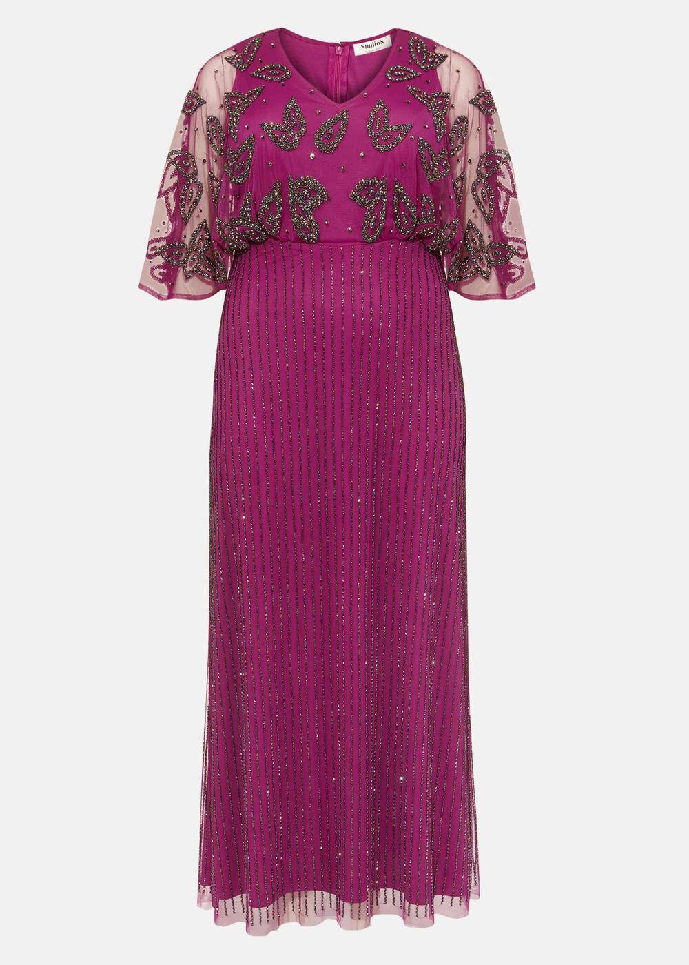 Selene Beaded Maxi Dress - Magenta