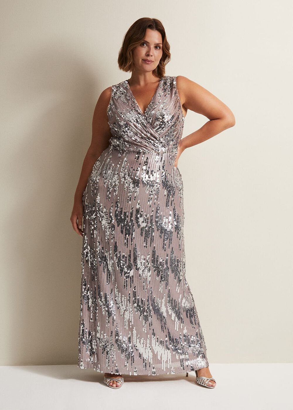 Daphne Sequin Maxi Dress - Silver