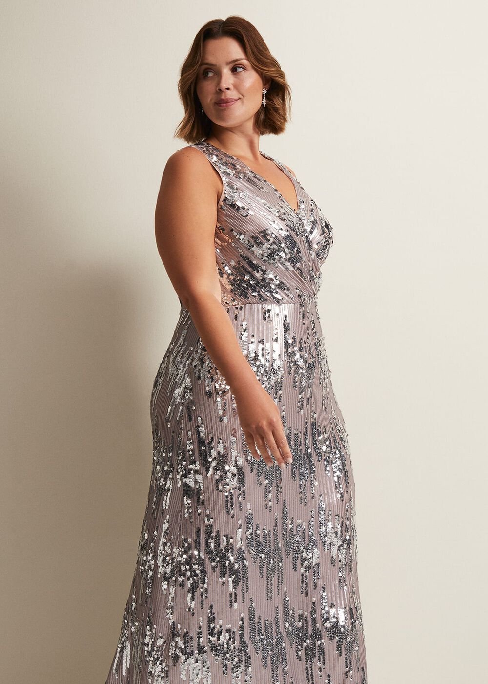 Daphne Sequin Maxi Dress - Silver