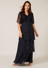 Sascha Beaded Maxi Dress - Navy