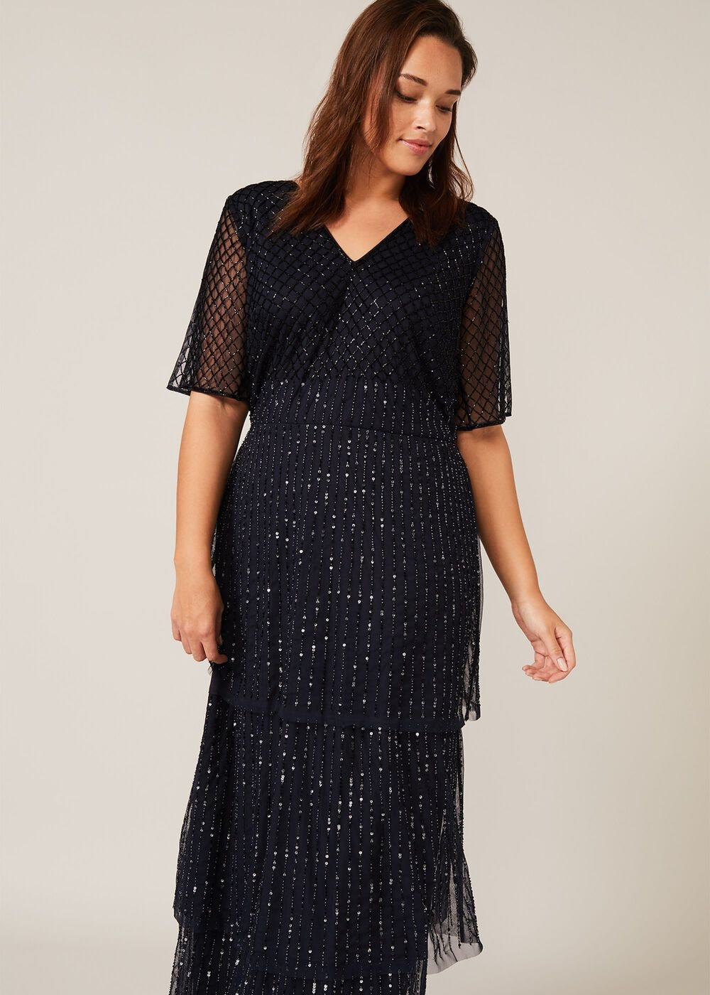 Sascha Beaded Maxi Dress - Navy