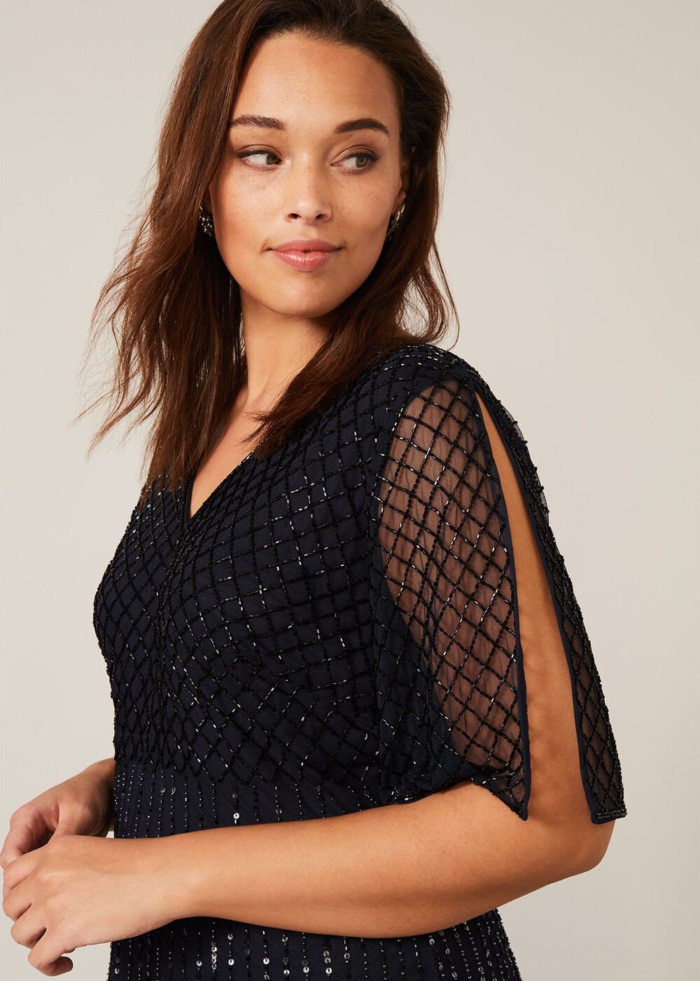 Sascha Beaded Maxi Dress - Navy