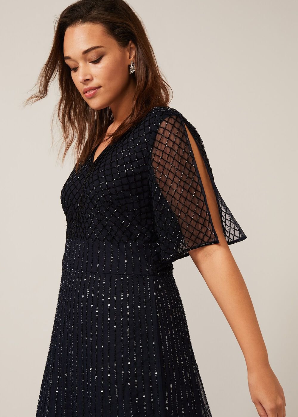 Sascha Beaded Maxi Dress - Navy