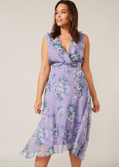 Anya Floral Frill Dress - Lilac