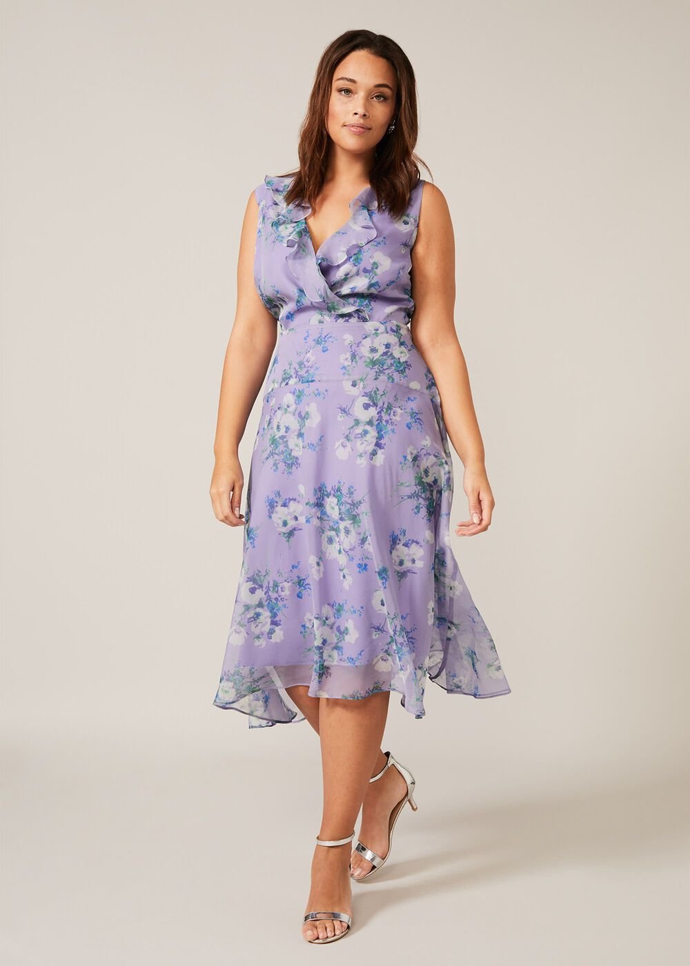 Anya Floral Frill Dress - Lilac