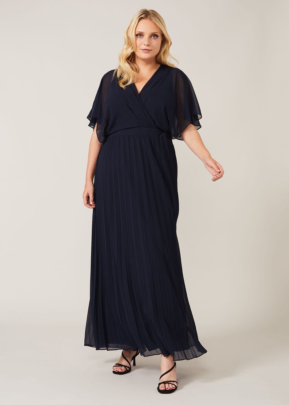 Tilly Pleated Maxi Dress - Navy