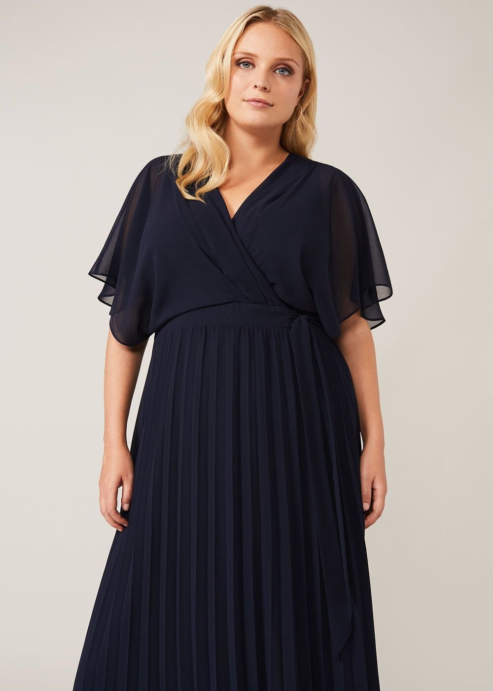 Tilly Pleated Maxi Dress - Navy