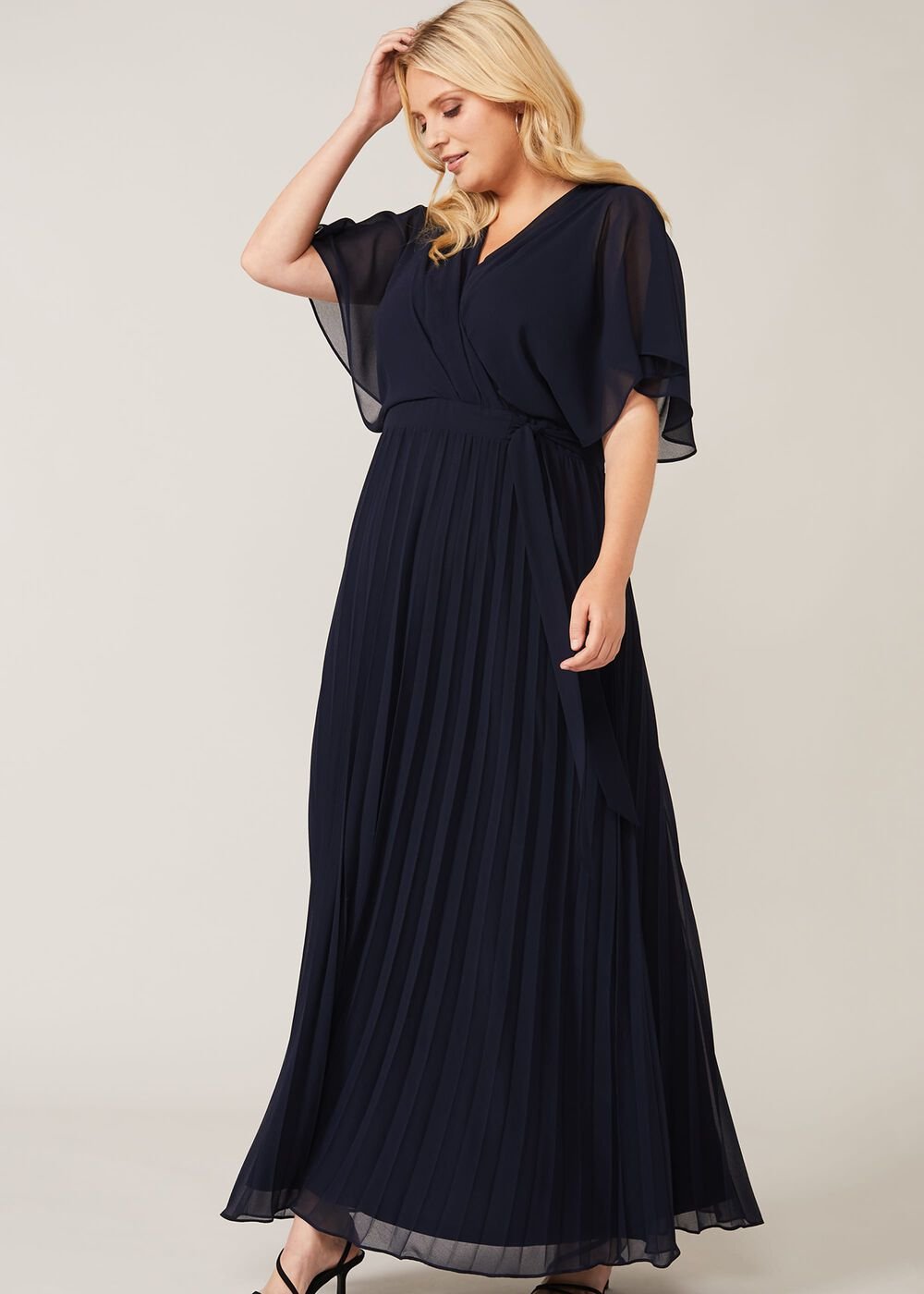 Tilly Pleated Maxi Dress - Navy