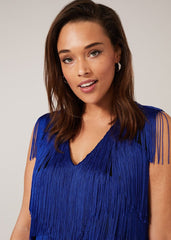 Tessa Fringe Maxi Dress - Cobalt