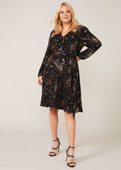 Giselle Foil Dress - Black/Gold