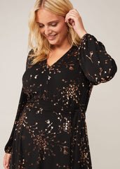 Giselle Foil Dress - Black/Gold