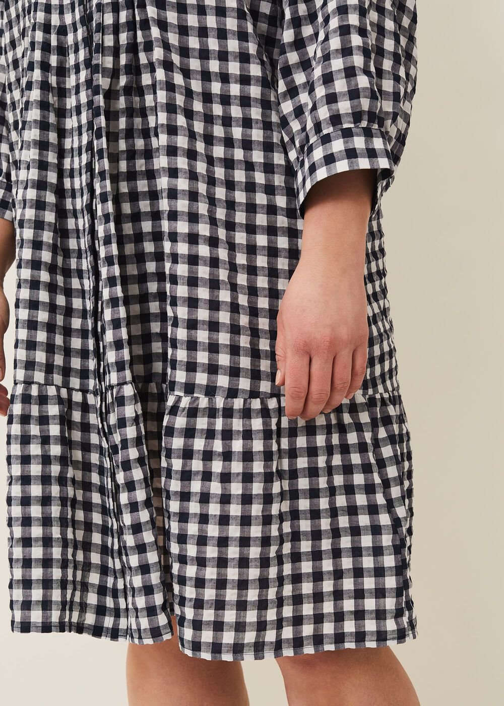 Oona Gingham Swing Dress - Navy/White