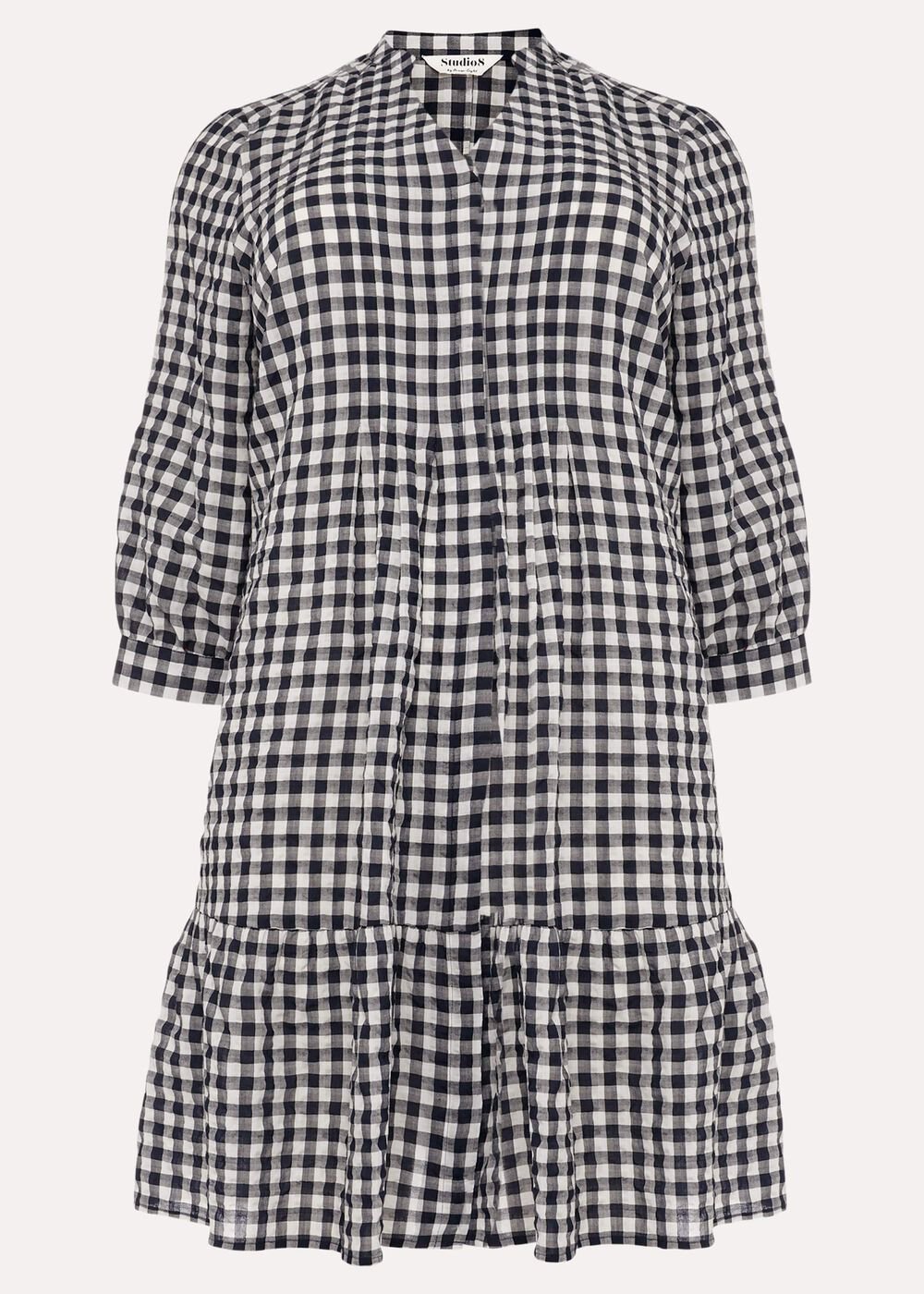 Oona Gingham Swing Dress - Navy/White