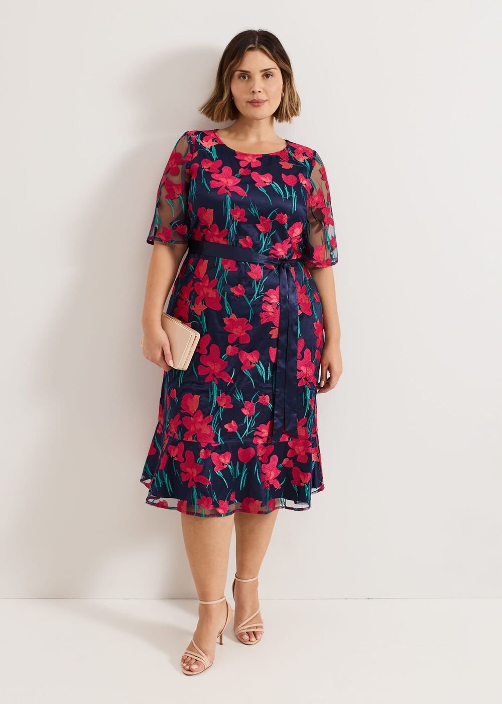 Lottie Embroidered Dress - Navy Multi