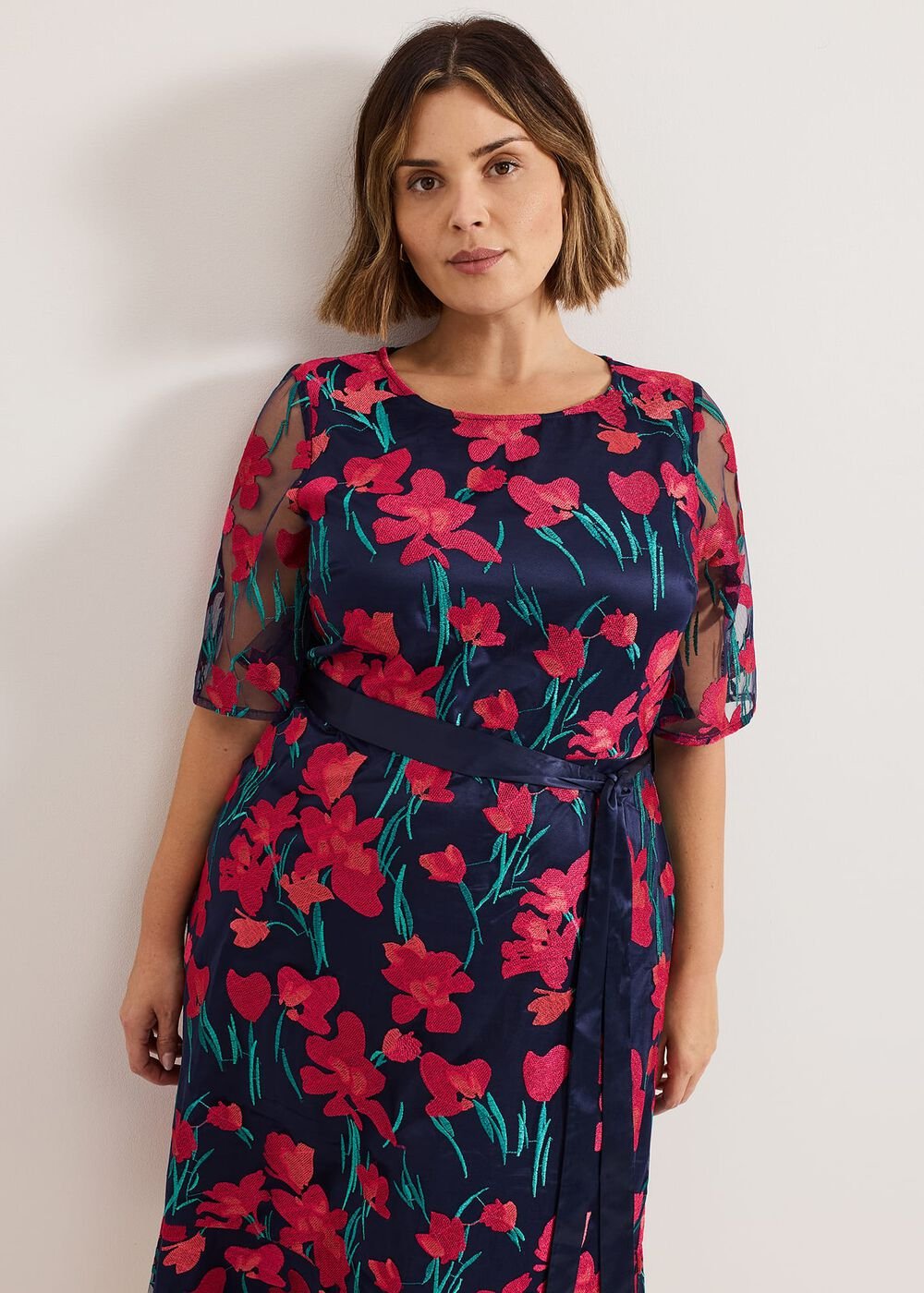 Lottie Embroidered Dress - Navy Multi