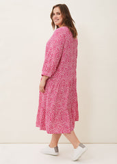 Sadie Printed Swing Dress - Hot Pink