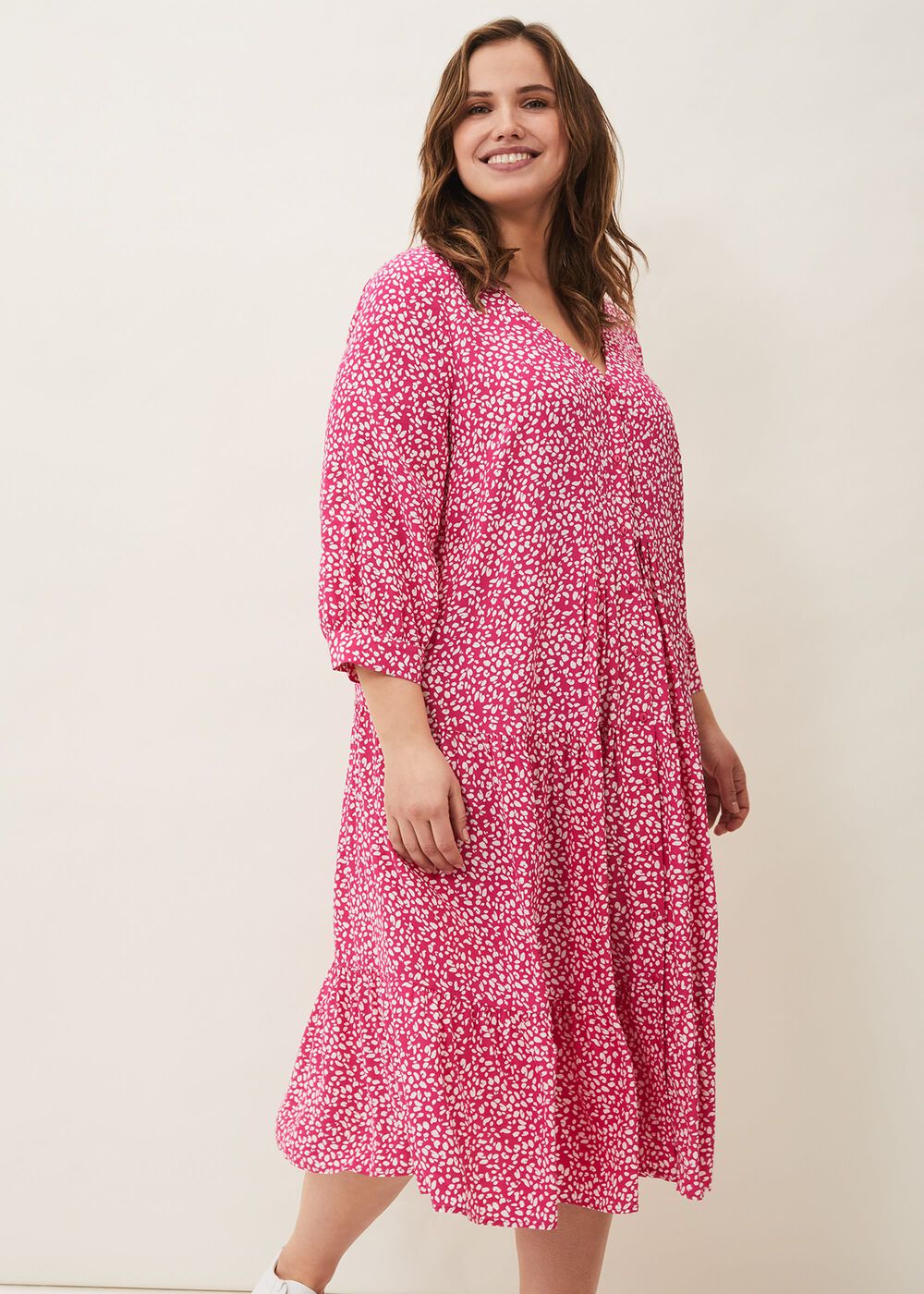 Sadie Printed Swing Dress - Hot Pink