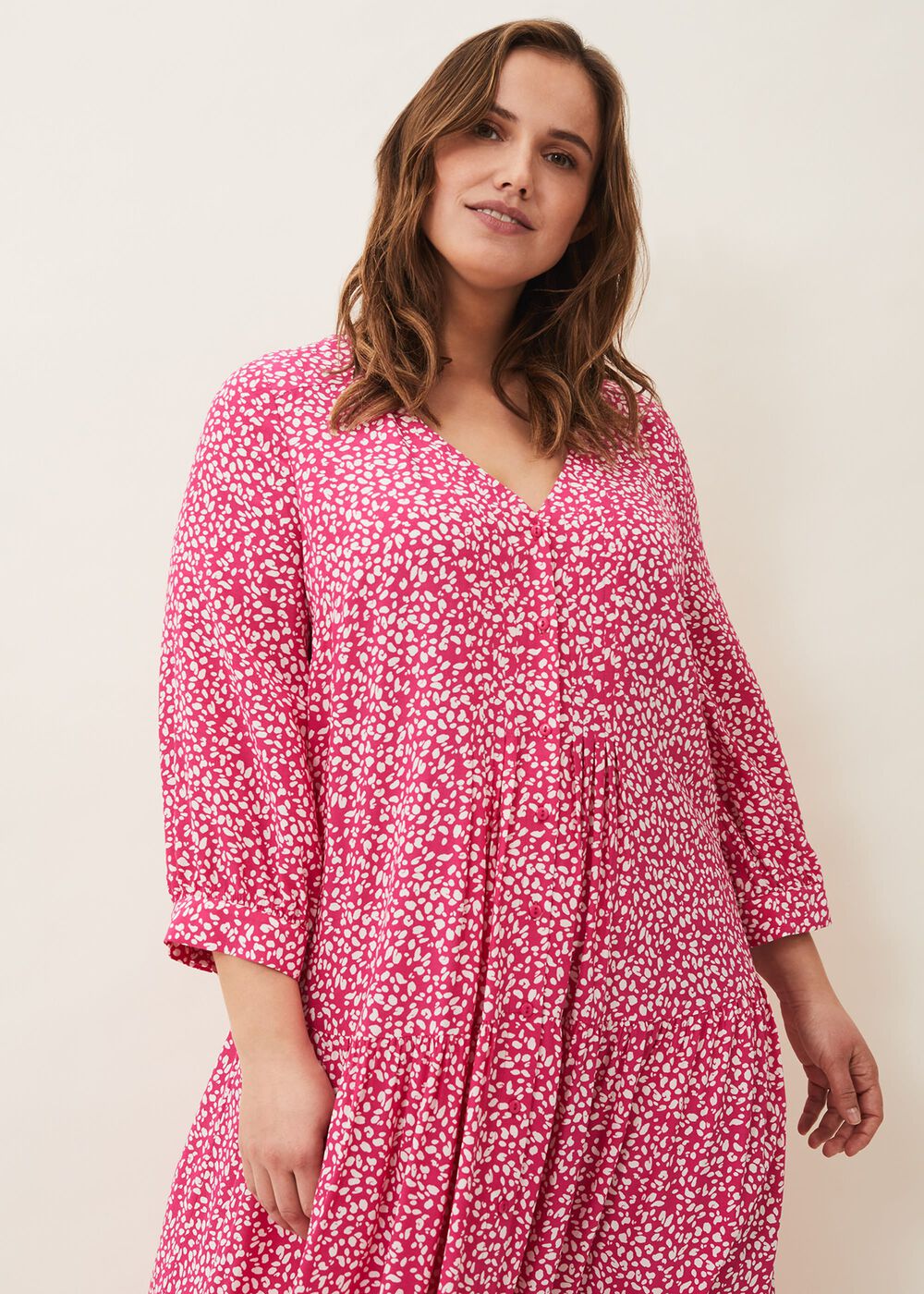 Sadie Printed Swing Dress - Hot Pink