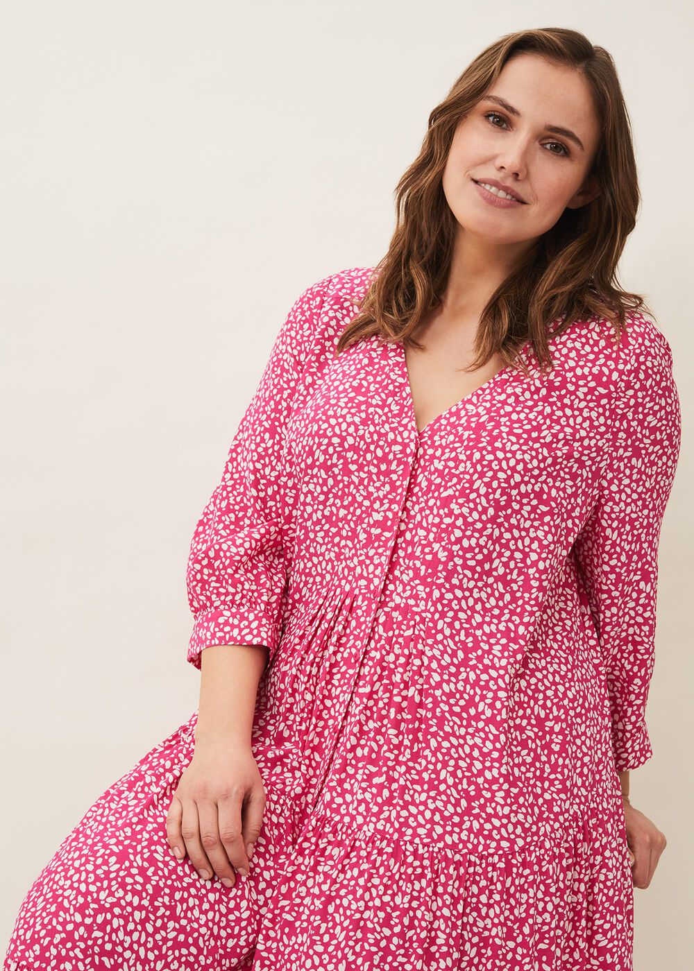 Sadie Printed Swing Dress - Hot Pink