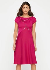 Delia Stud Detail Dress - Purple