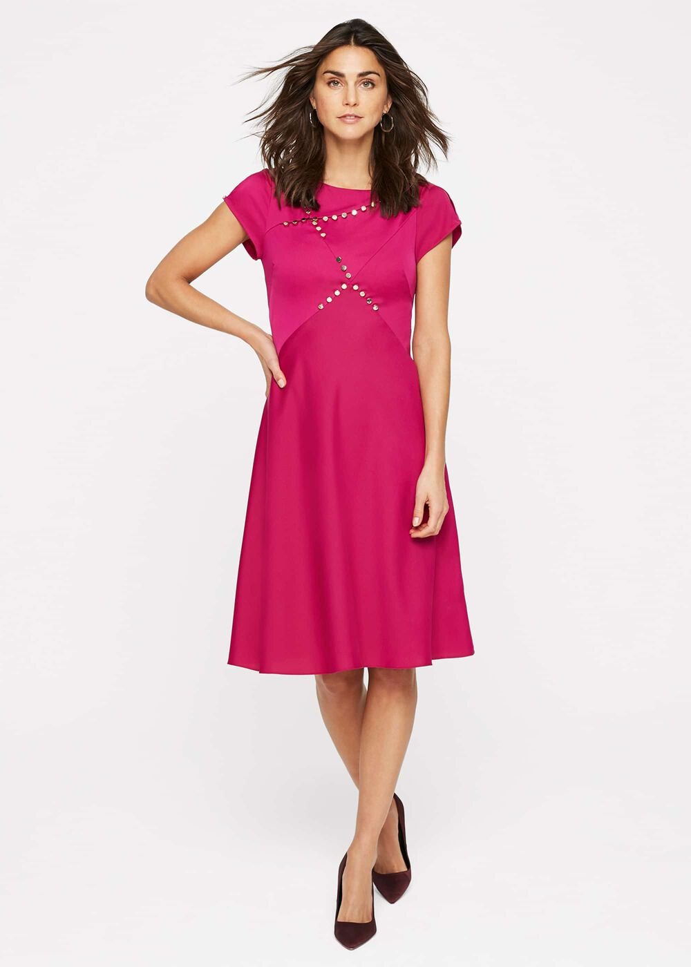 Delia Stud Detail Dress - Purple