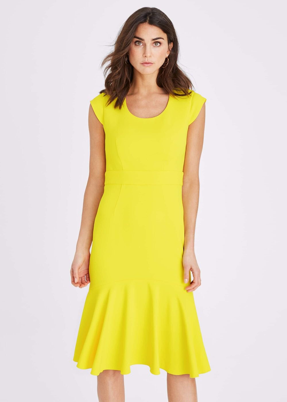 Abree Fitted Peplum Hem Dress - Yellow