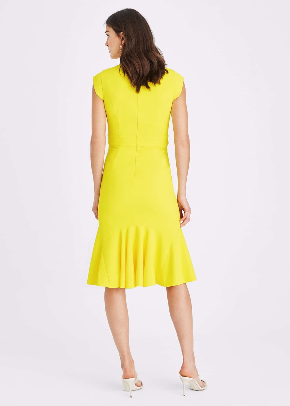Abree Fitted Peplum Hem Dress - Yellow