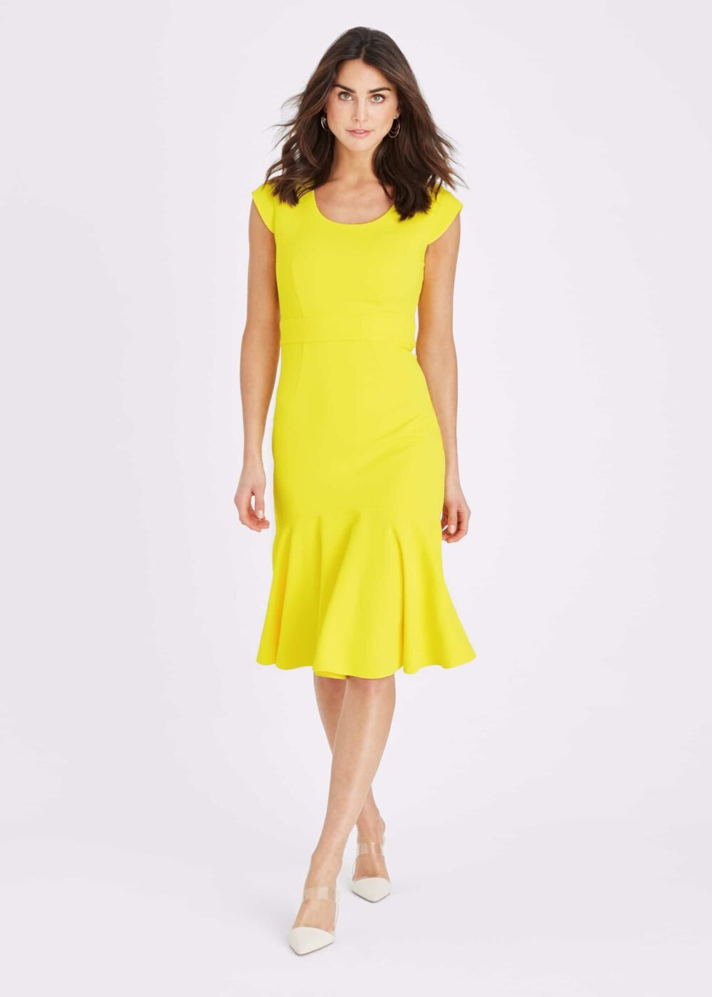 Abree Fitted Peplum Hem Dress - Yellow