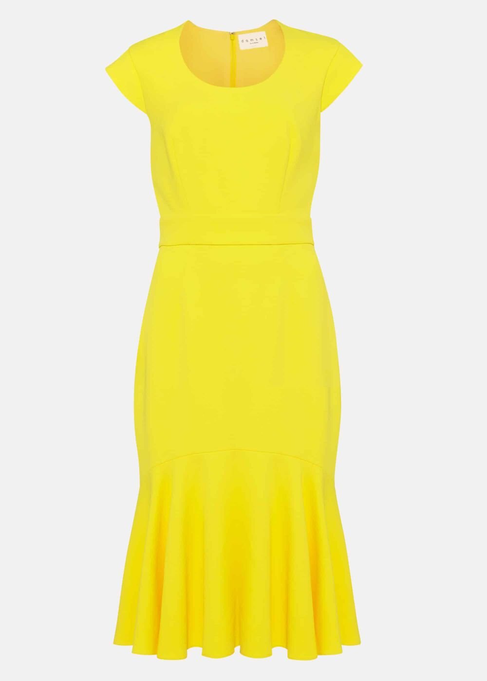 Abree Fitted Peplum Hem Dress - Yellow