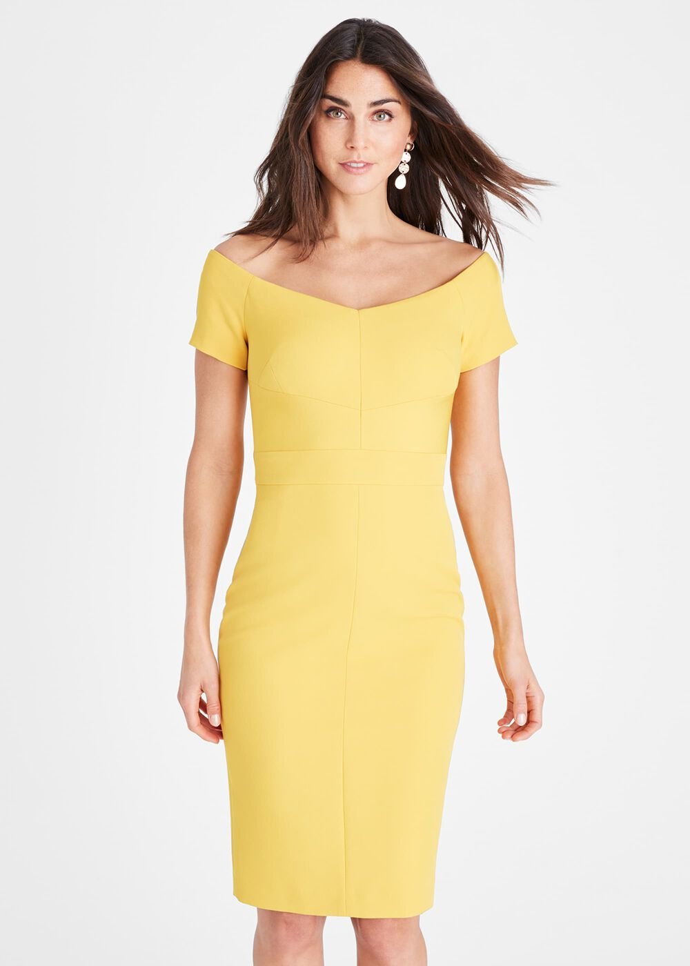 Angalina Off Shoulder Dress - Mustard