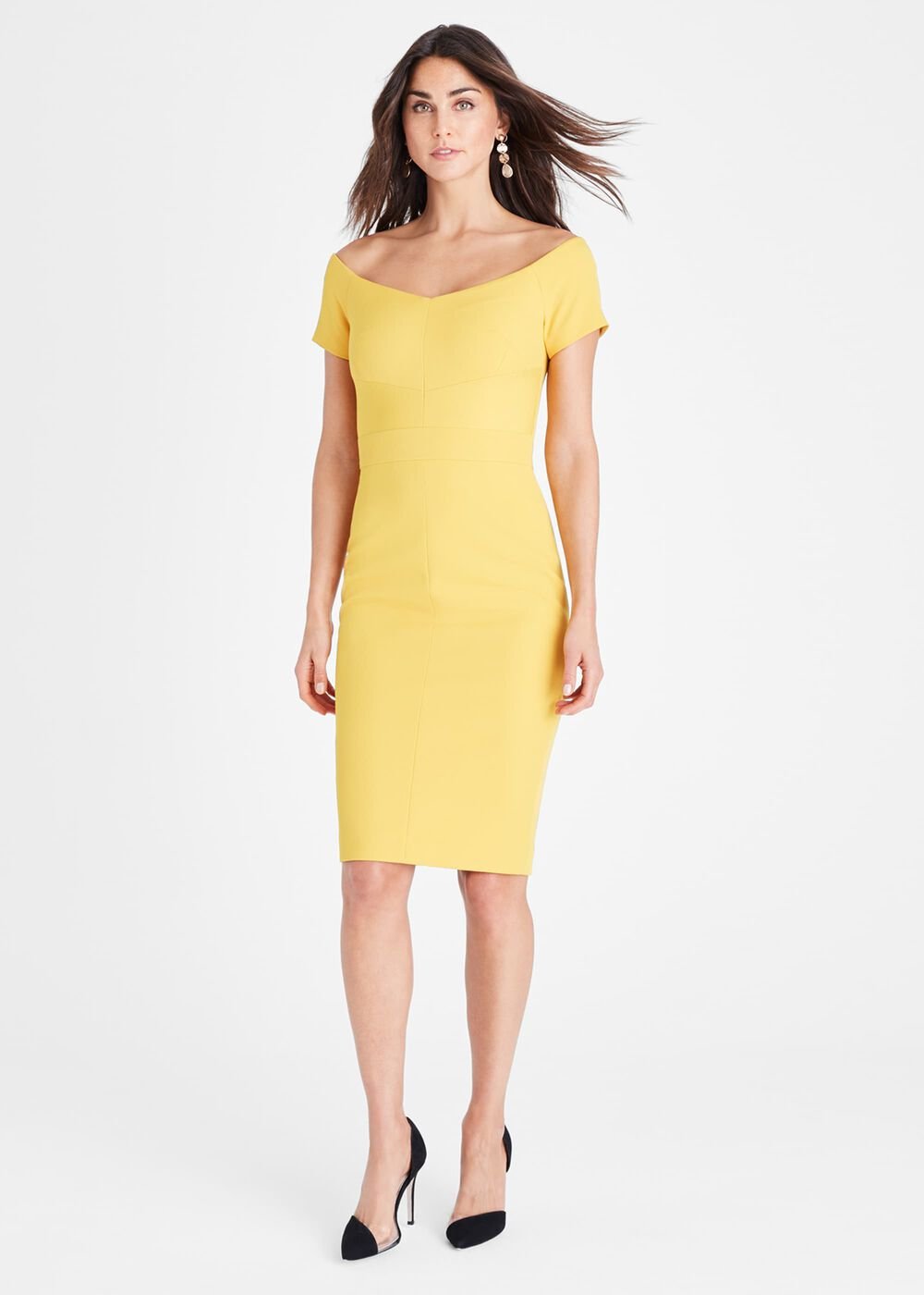 Angalina Off Shoulder Dress - Mustard