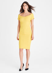 Angalina Off Shoulder Dress - Mustard
