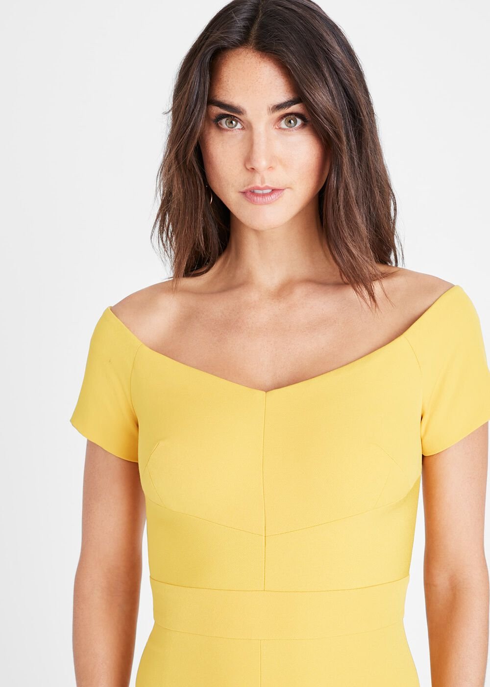 Angalina Off Shoulder Dress - Mustard