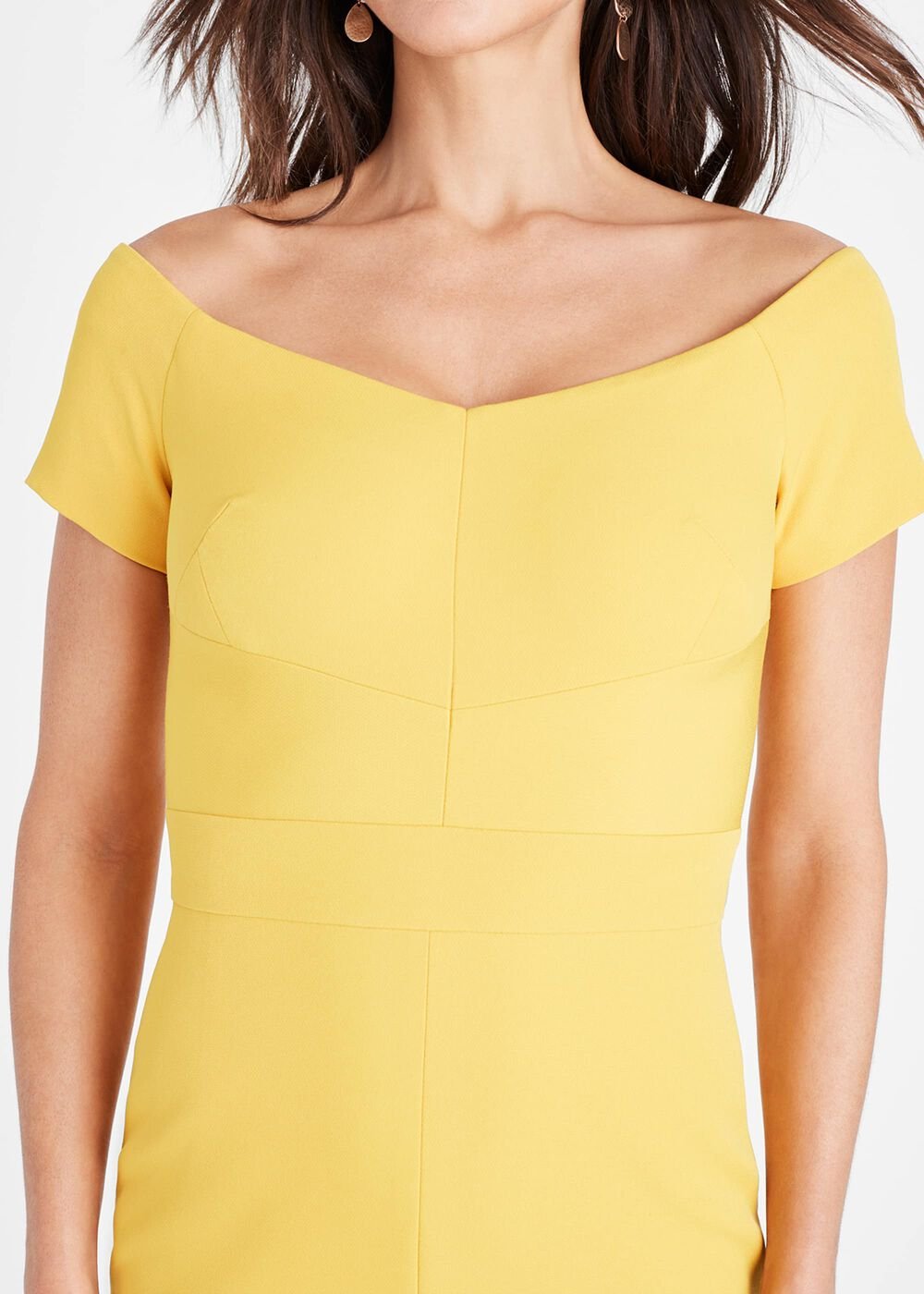 Angalina Off Shoulder Dress - Mustard