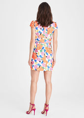 Mirian Floral Textured Mini Dress - Multi-Coloured