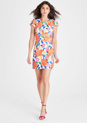 Mirian Floral Textured Mini Dress - Multi-Coloured