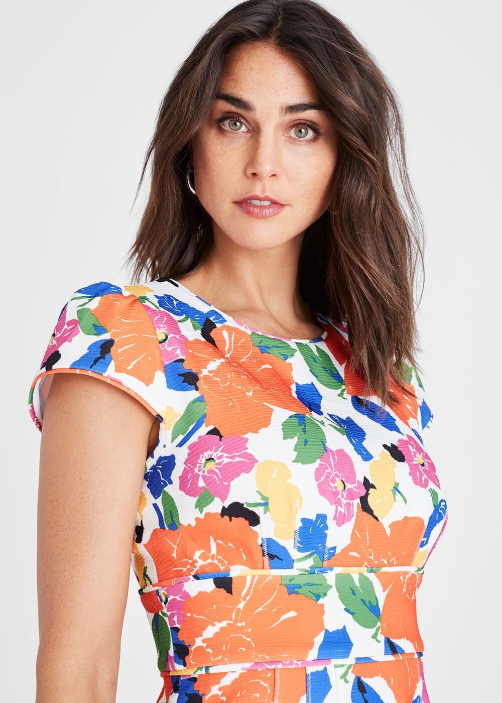 Mirian Floral Textured Mini Dress - Multi-Coloured