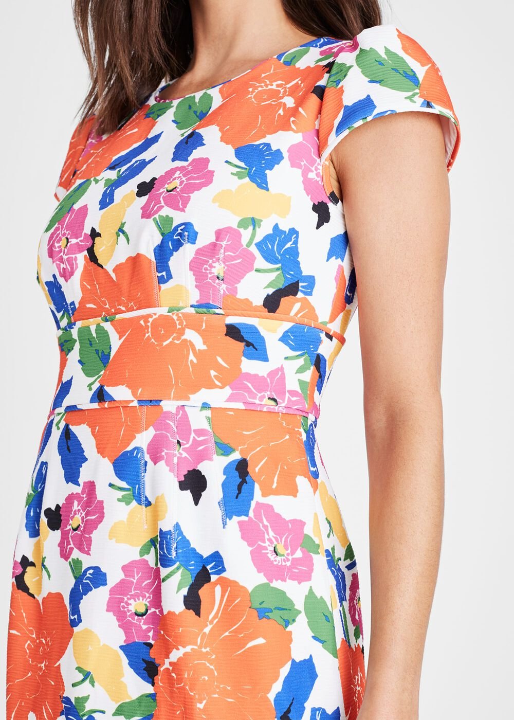 Mirian Floral Textured Mini Dress - Multi-Coloured
