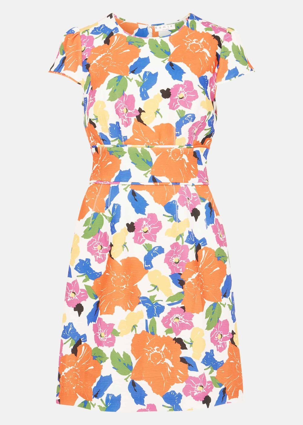Mirian Floral Textured Mini Dress - Multi-Coloured