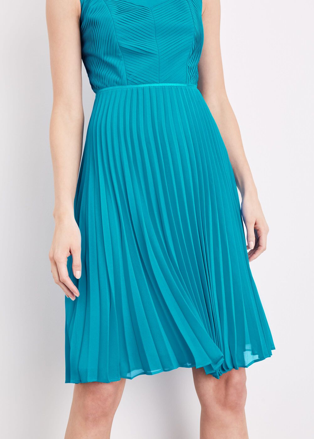 Edythe Pleat Dress - Turquoise