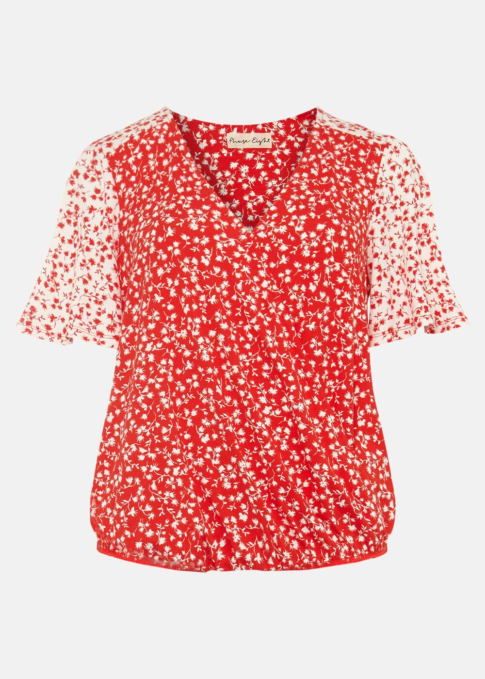 Ebony Ditsy Floral Wrap Top - Red/Ivory