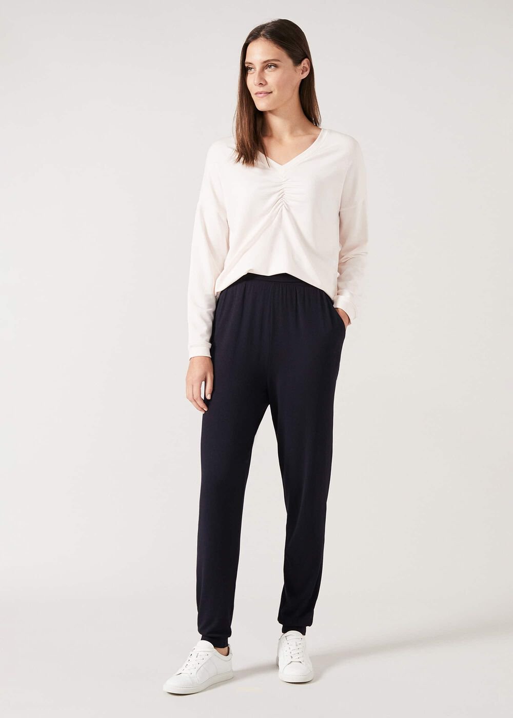 Ruched Front Sweat Top - Soft Pink